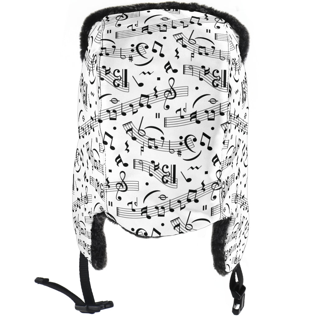 Music Notes Seamless White Trapper Hat