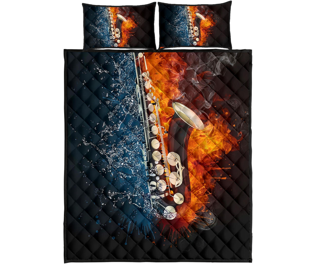 Ice Fire Saxophone Quilt Bed Set