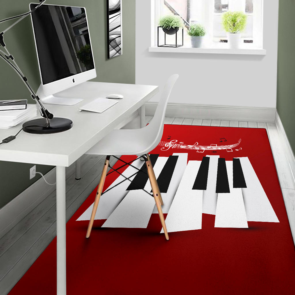 Piano Key And Musical Notes Area Rug