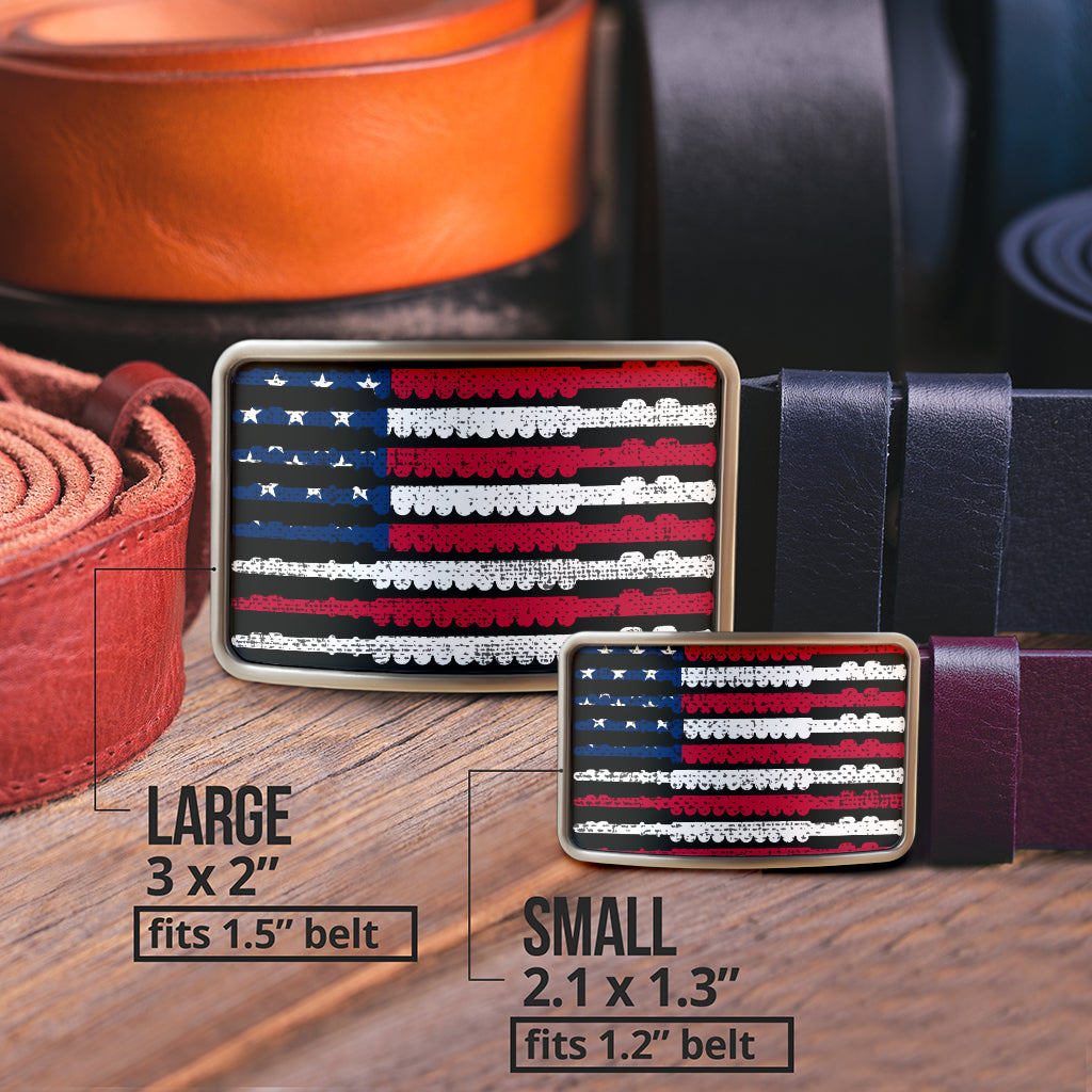 Stunning American Flag Flute Belt Buckle