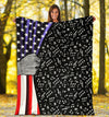 Music Notes American Flag Blanket