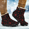 Red Music Notes Cozy Winter Boots