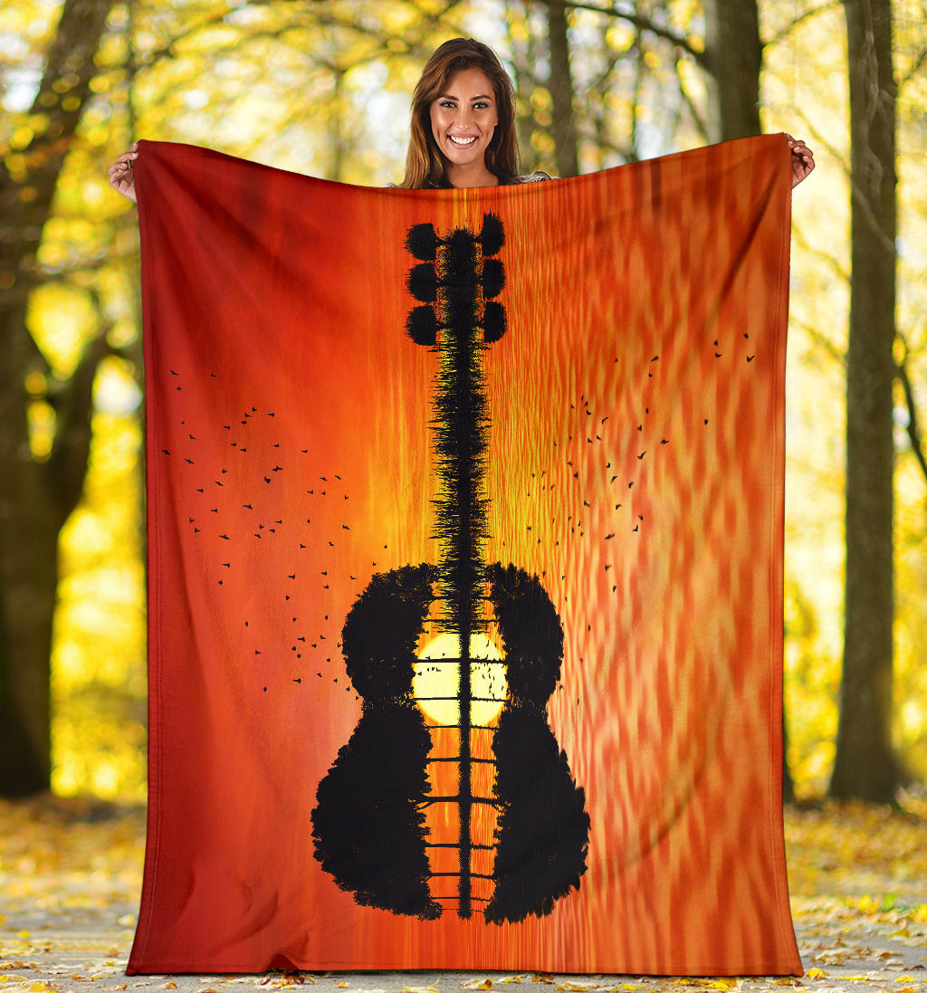 Guitar Sunset Premium Blanket