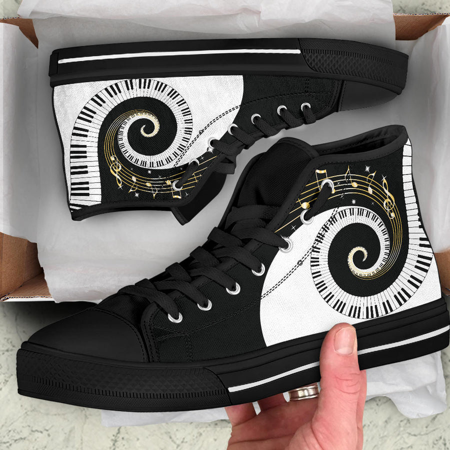 Piano Art Music High Top Shoes