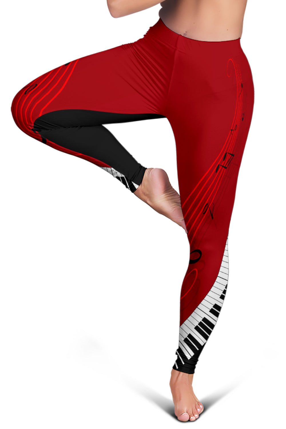 Piano Keys Red And Black Leggings