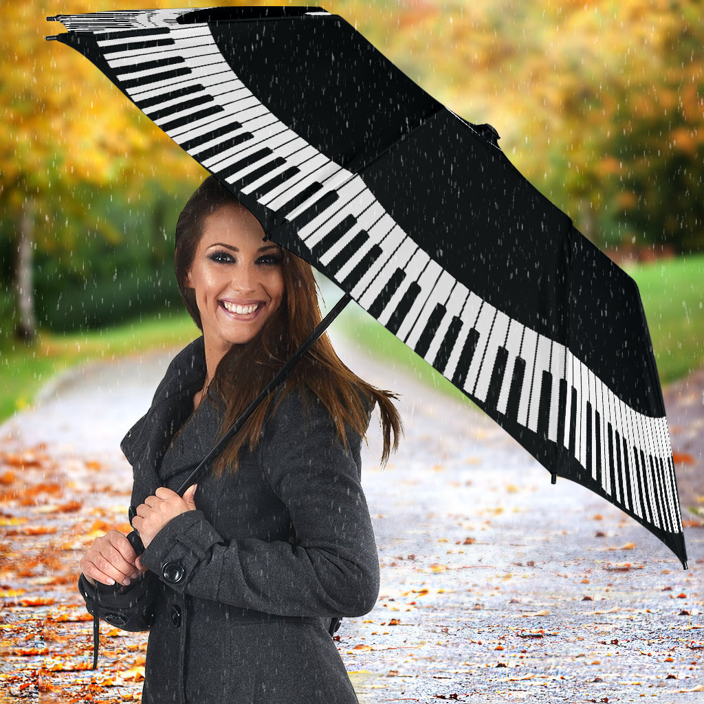 Piano Keys With Bass Clef Heart Umbrella