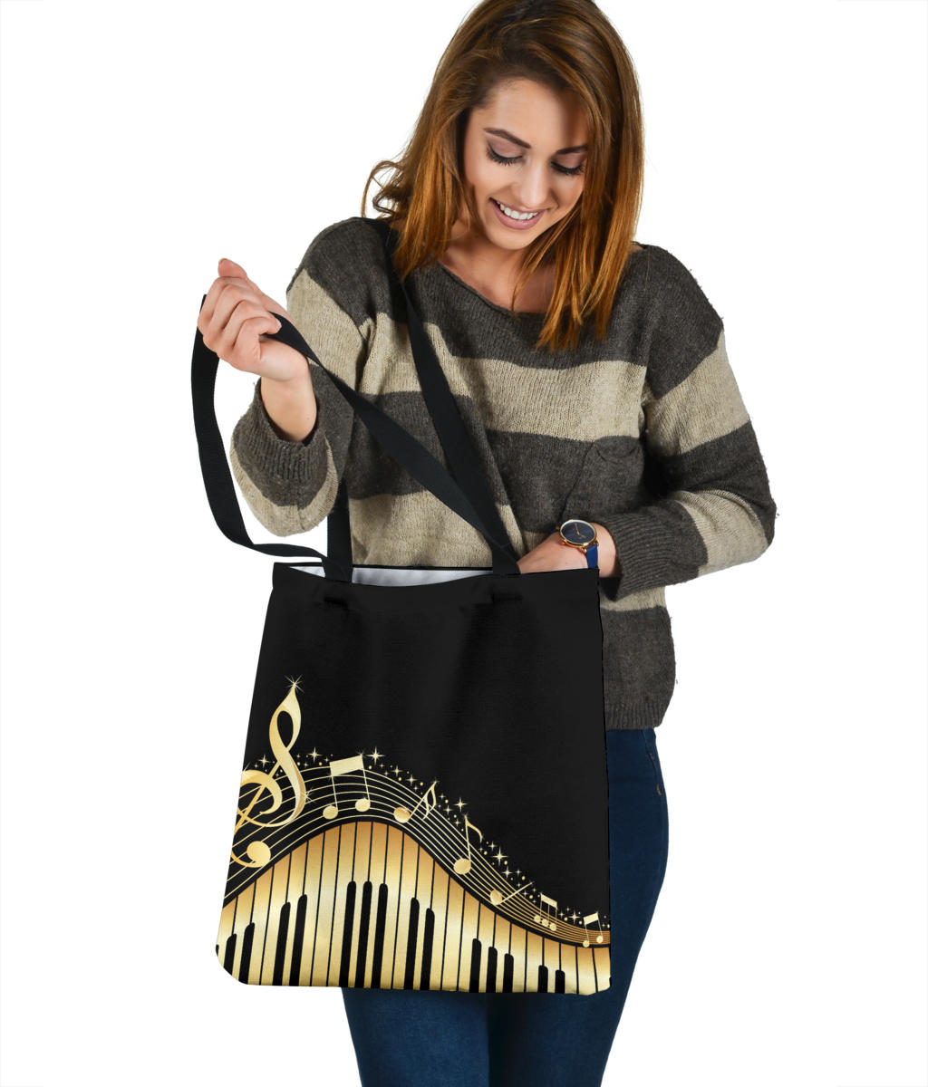 Piano Keys With Musical Notes Tote Bag