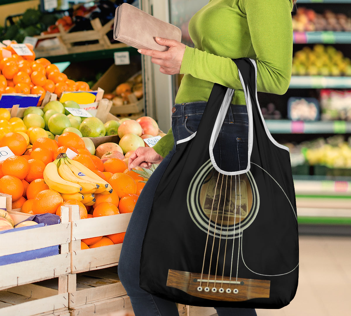 Black Guitar Grocery Bag 3-Pack