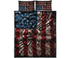 Treble Clef American Flag Quilt Bed Set