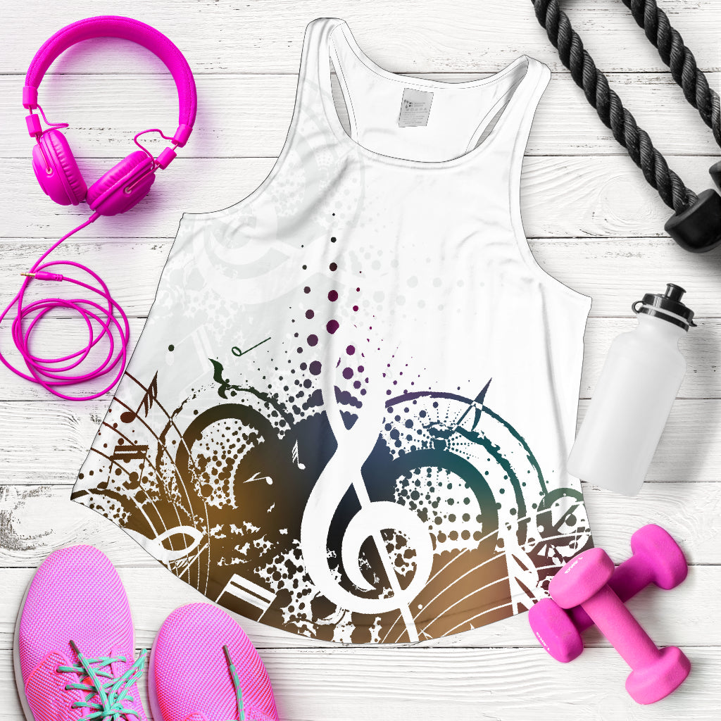 Music Notes Art White Racerback Tank