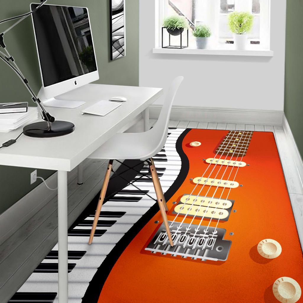 Piano With Guitar Area Rug