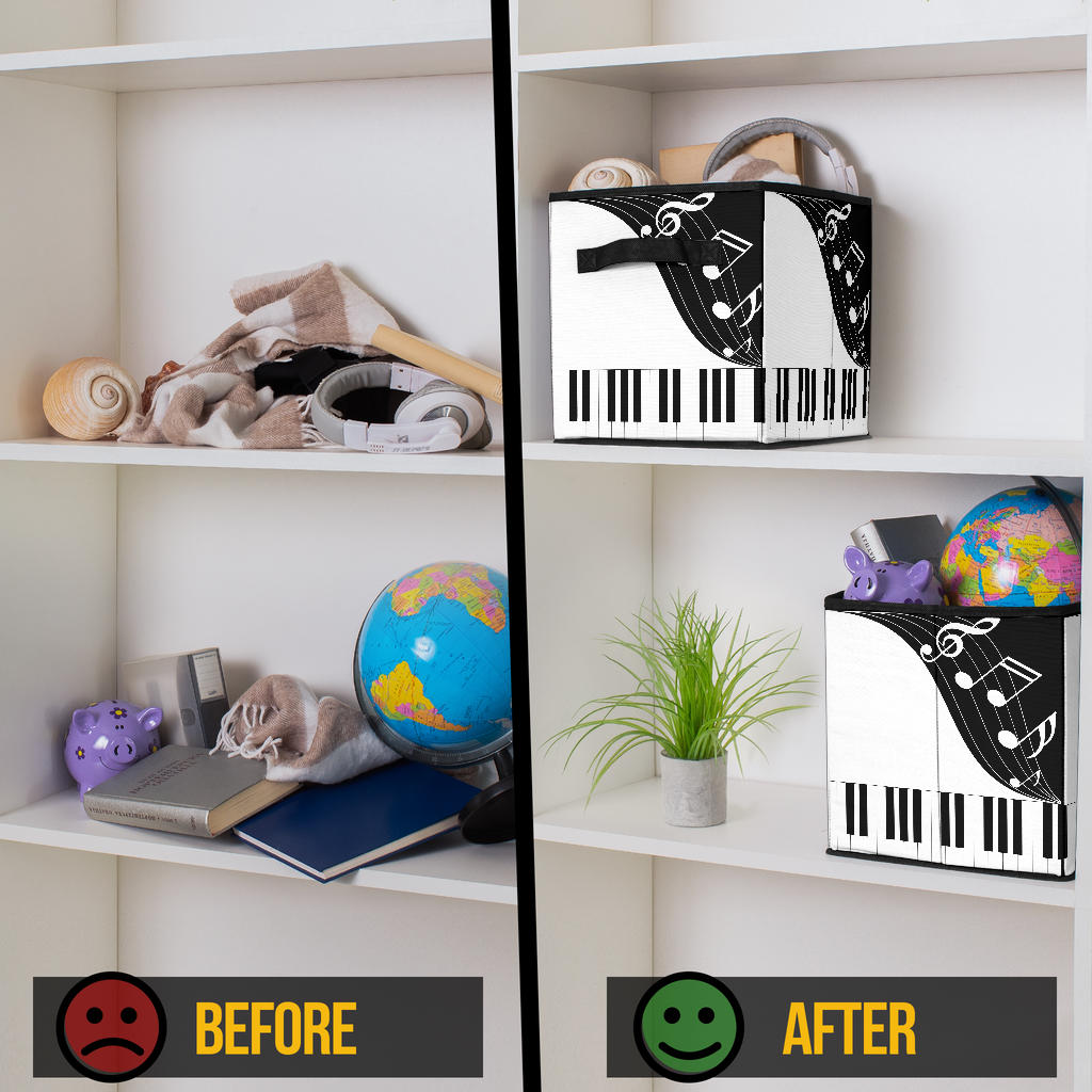 Piano Keys Music Notes Storage Cube
