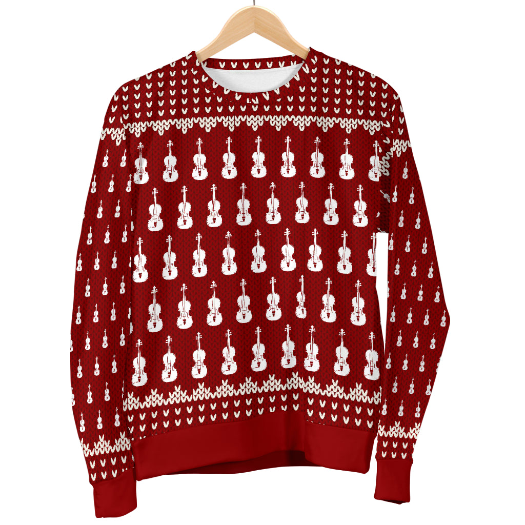 Violin Pattern Red Women's Red Sweater - { shop_name }} - Review