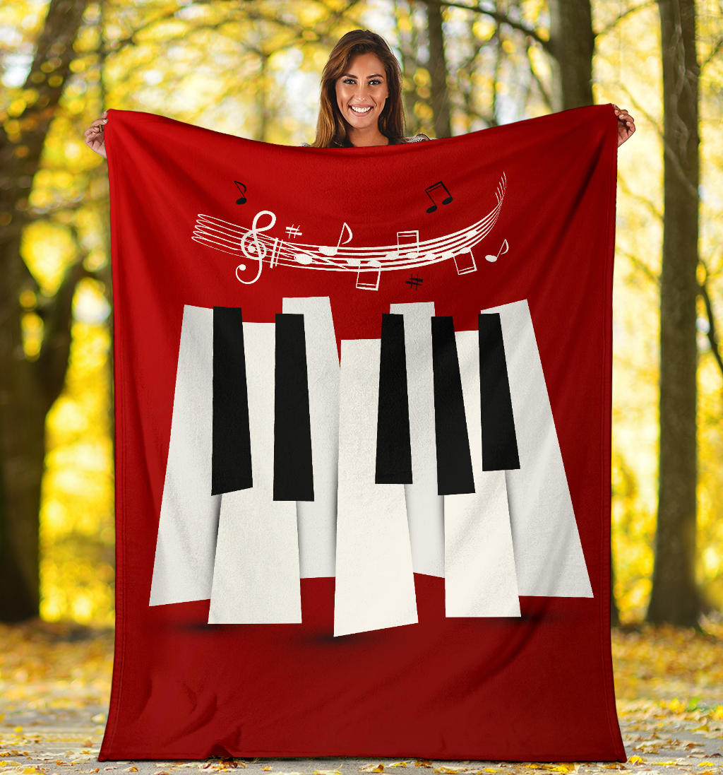 Piano  Key And Musical Notes Premium Blanket