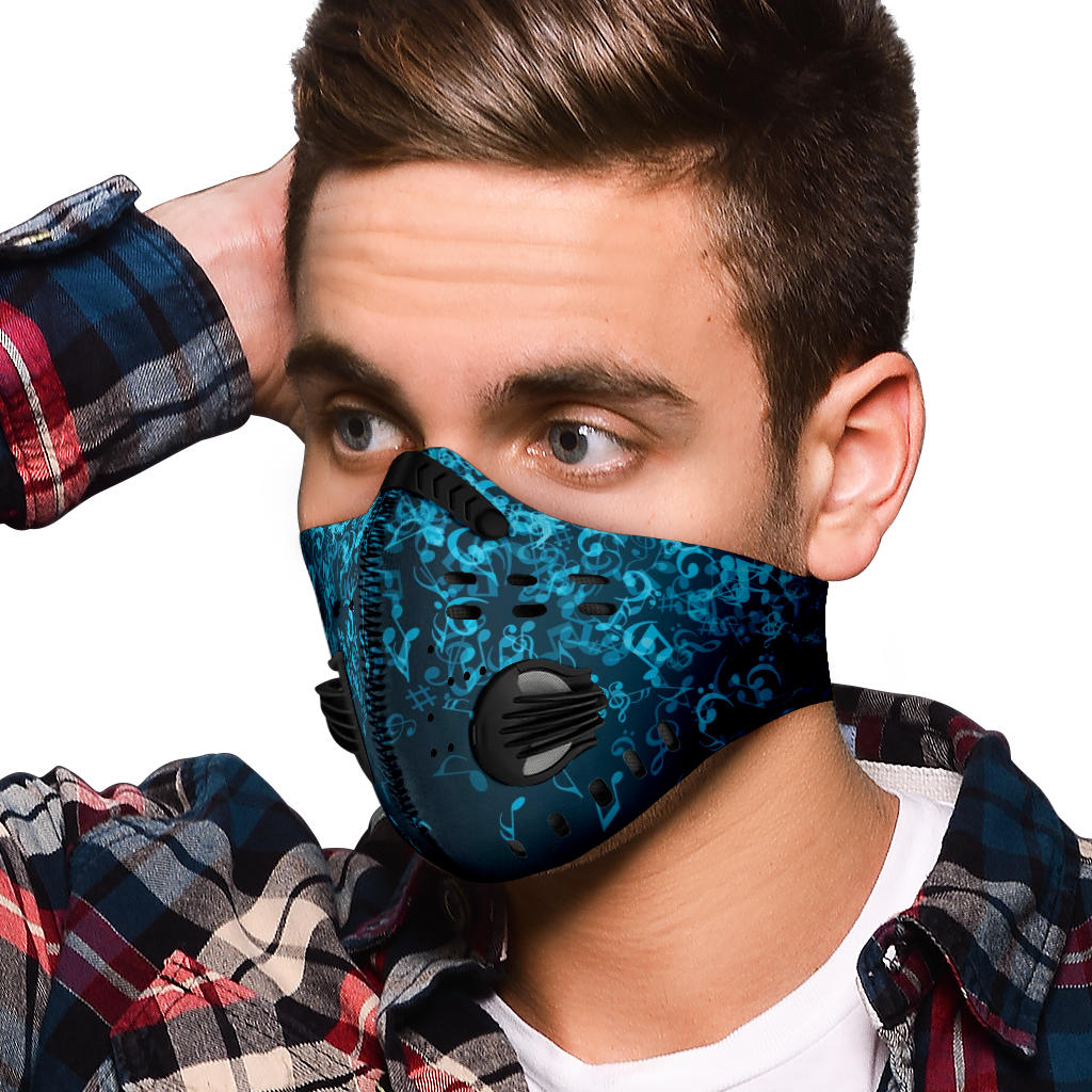 Music Notes Blue Premium Face Mask