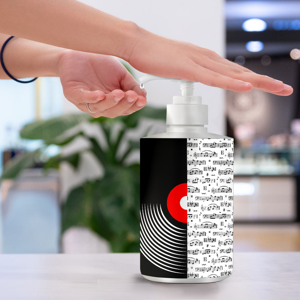 Vinyl Musical Notes Sanitizer Bottle