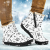 Music Notes White Cozy Winter Boots