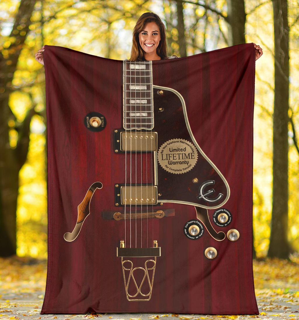 Red Electric Guitar Premium Blanket