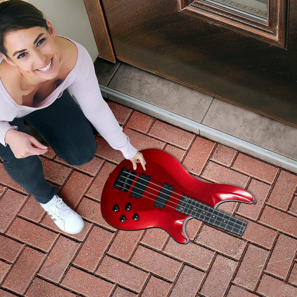 Red Guitar Shape Door Mat