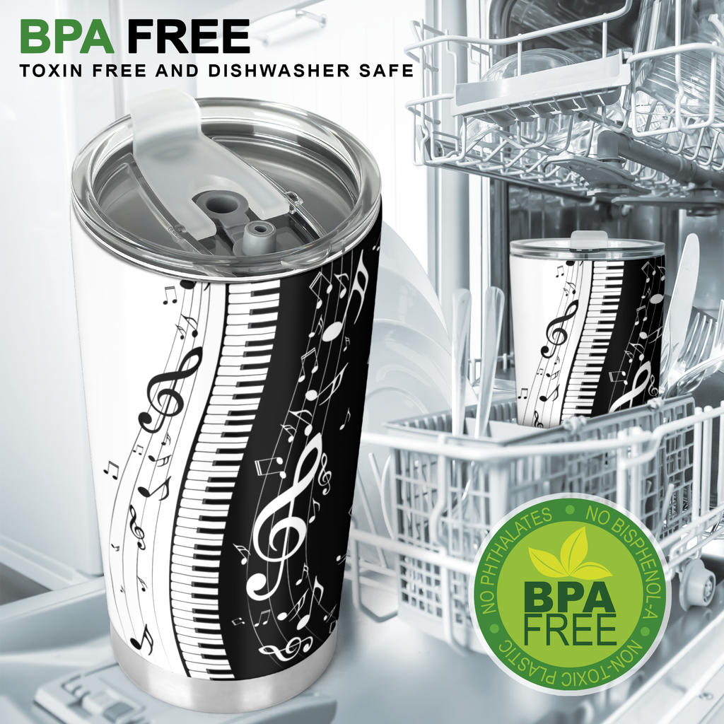 Piano Keys With Musical Notes Tumbler
