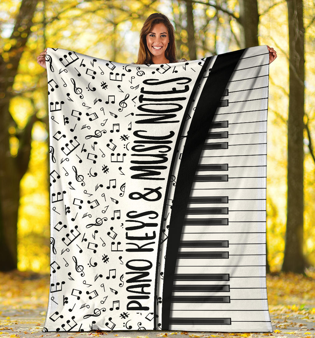 Piano Keys & Music Notes Premium Blanket