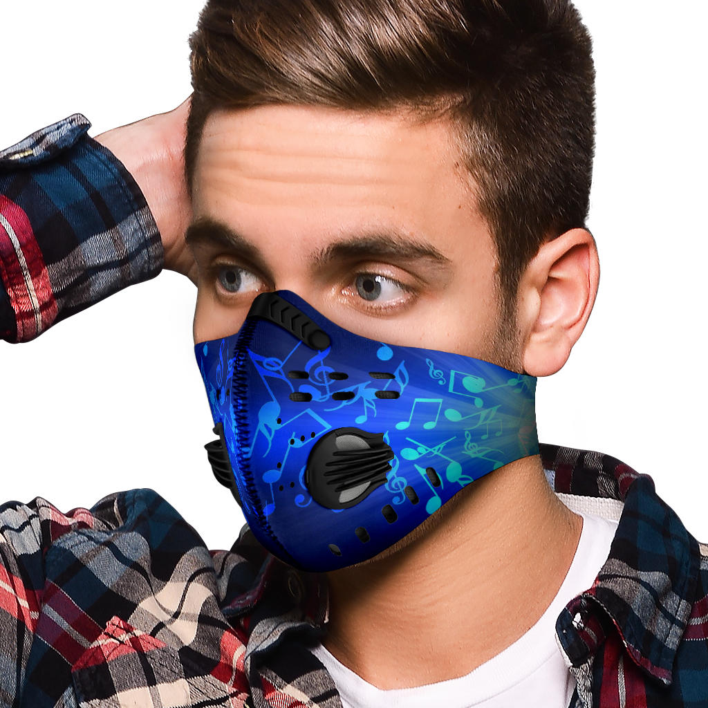 Musical Notes Blue Premium Face Mask - { shop_name }} - Review