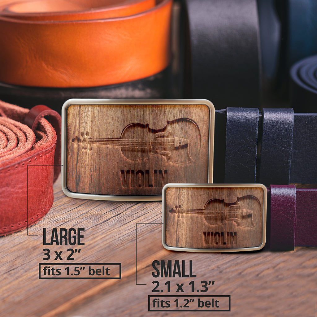 Wood Violin Belt Buckle