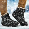 Music Notes Pattern Black Cozy Winter Boots