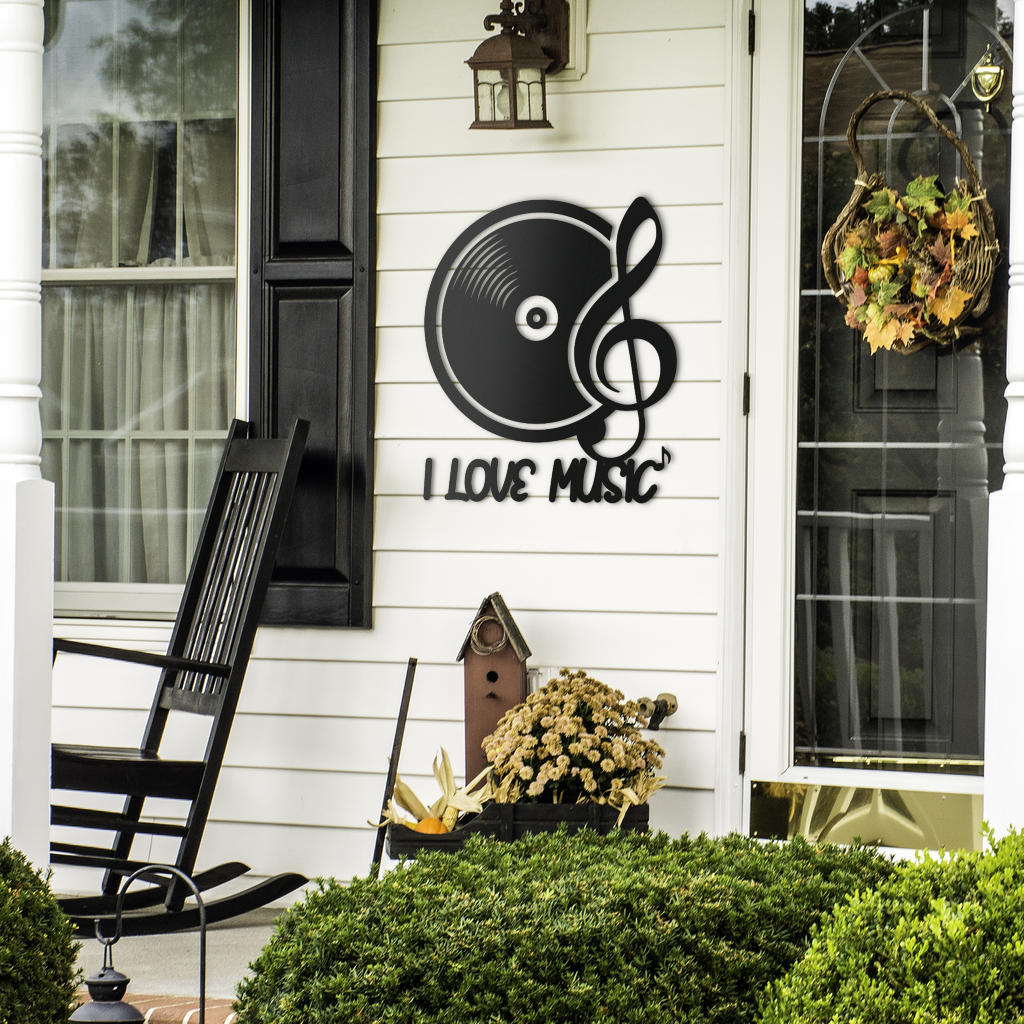 I Love Music Metal Sign