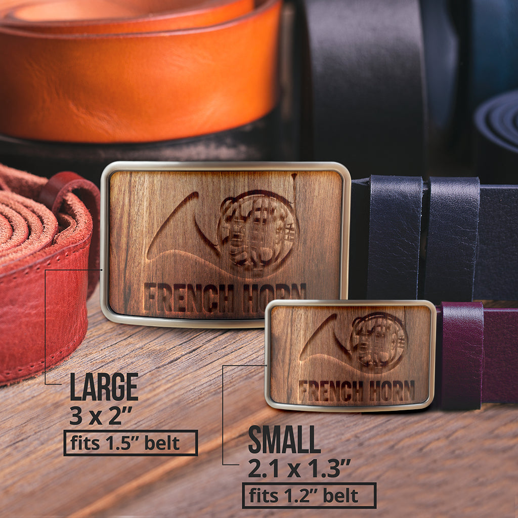 Wood French Horn Belt Buckle