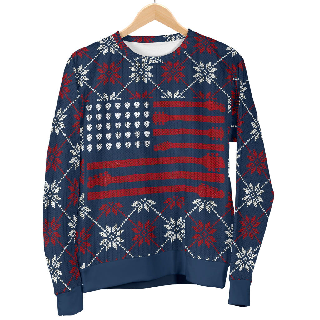 American Flag Guitar Men's Sweater - { shop_name }} - Review
