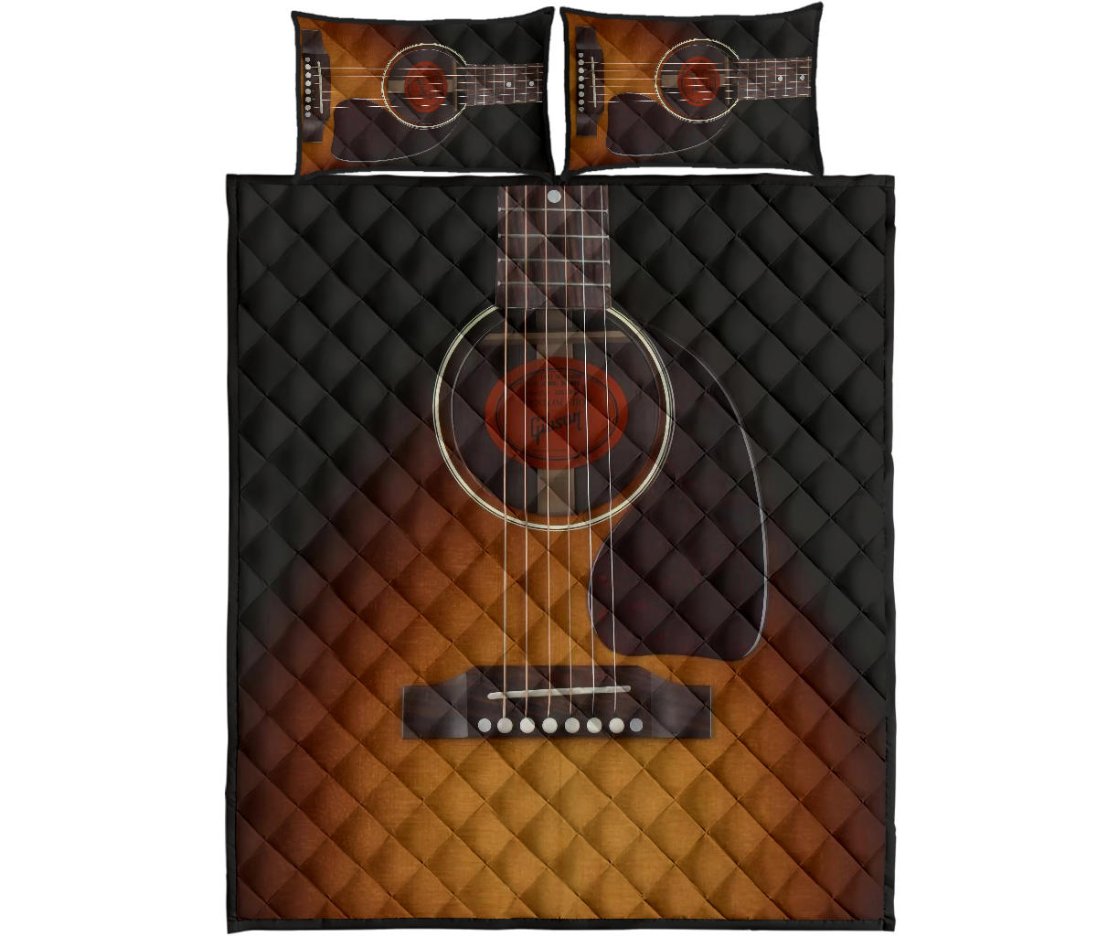 Black Guitar Quilt Bed Set