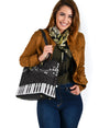 Piano Music Notes Leather Tote Bag