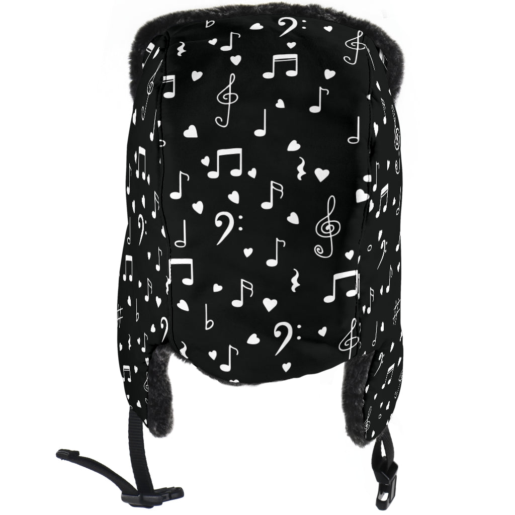 Music Notes Hearts Trapper Hat