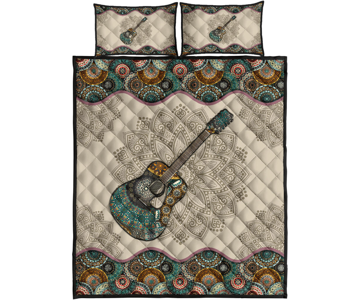 Guitar Mandala Quilt Bed Set - { shop_name }} - Review