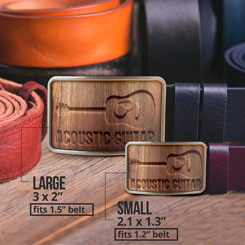 Wood Acoustic Guitar Belt Buckle