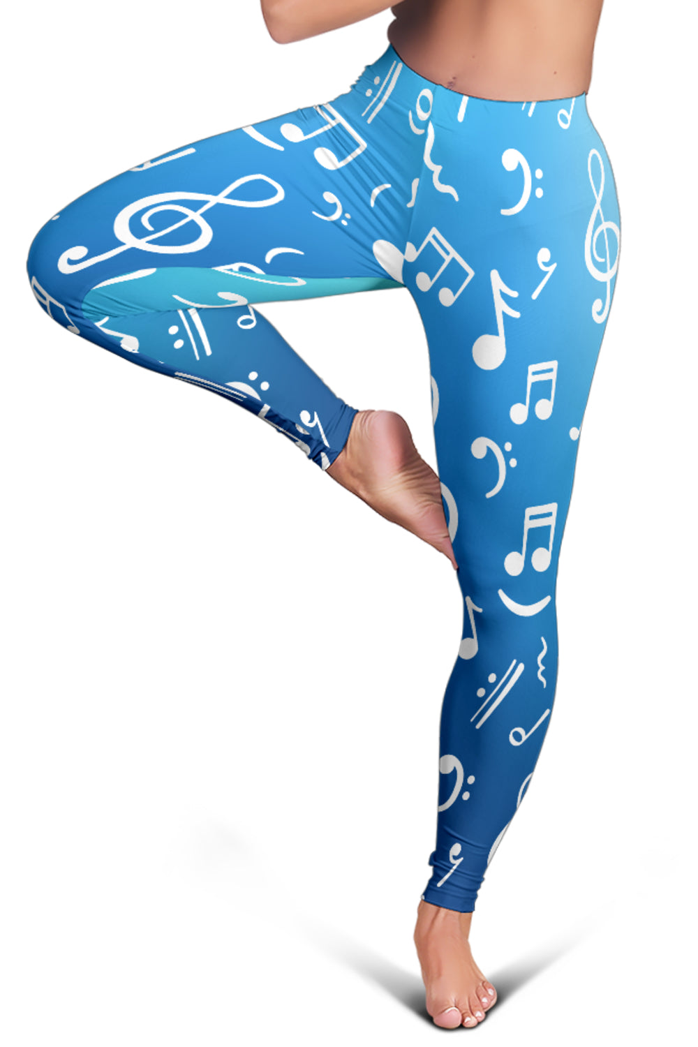 Music Notes Blue Leggings