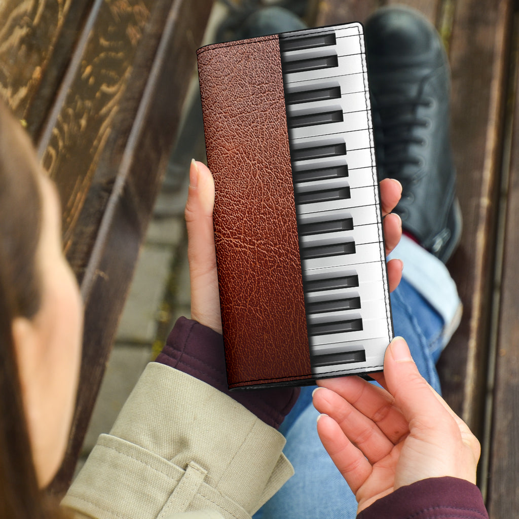 Piano Keys Red Leather Wallet