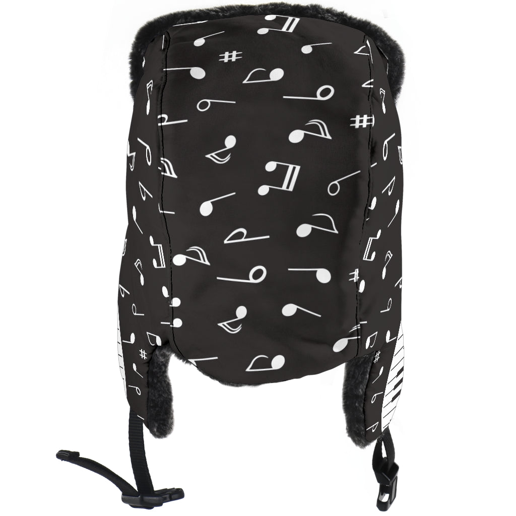 Piano Keys And Music Notes Trapper Hat