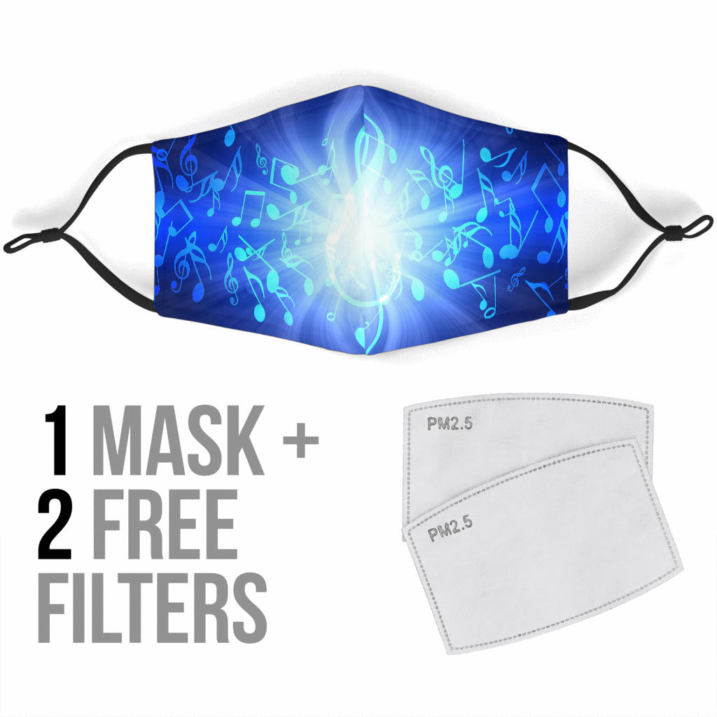 Musical Notes Blue Face Mask