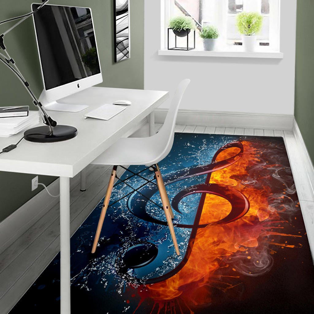 Treble Clef Ice And Fire Area Rug
