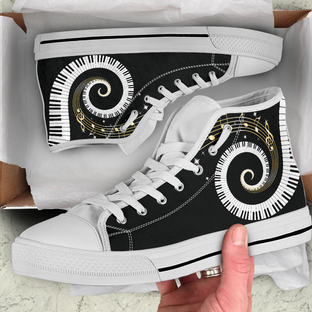 Piano Art Musical Notes High Top Shoes
