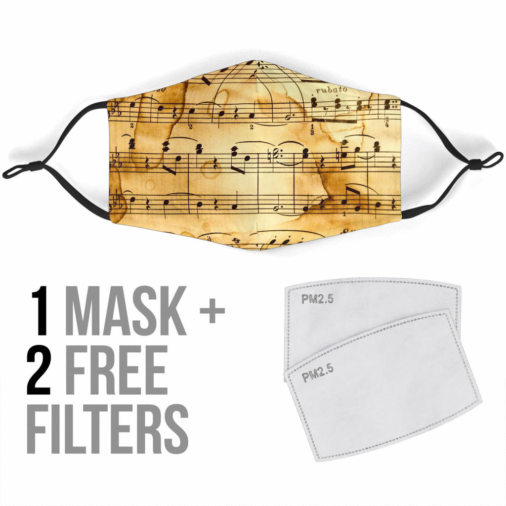 Old Music Notes Face Mask