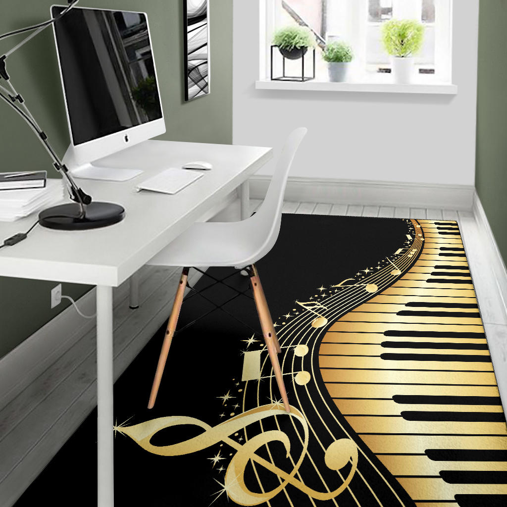 Piano Keys With Music Notes Area Rug