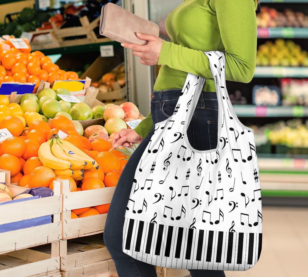 Musical Notes And Piano Art Grocery Bag 3-Pack