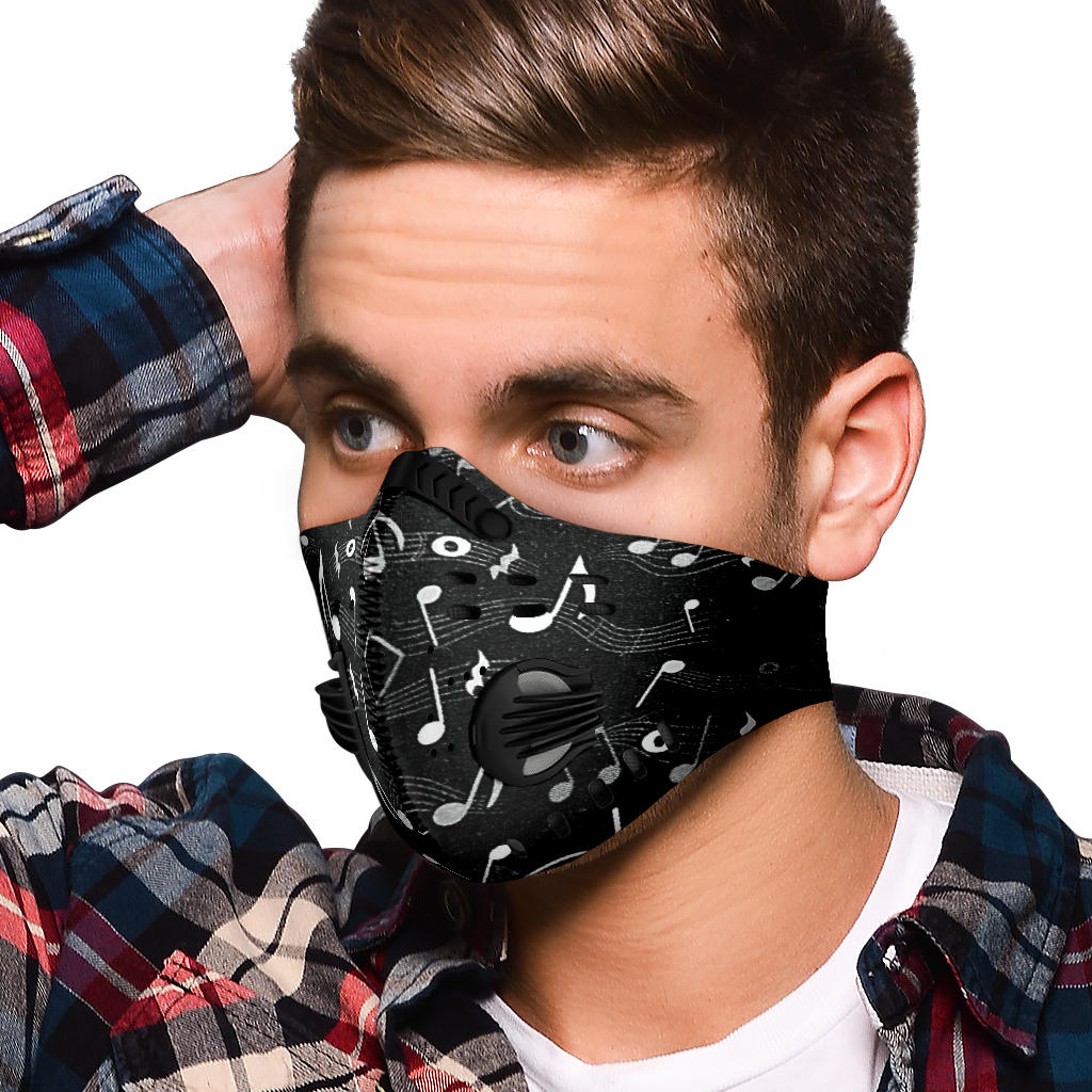Music Notes Black Premium Face Mask