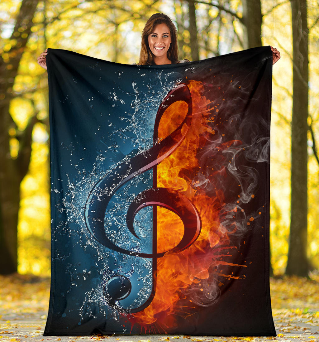 Treble Clef Ice And Fire Premium Blanket