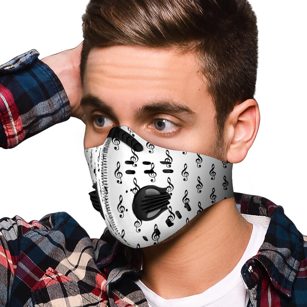 Music Notes White Premium Face Mask