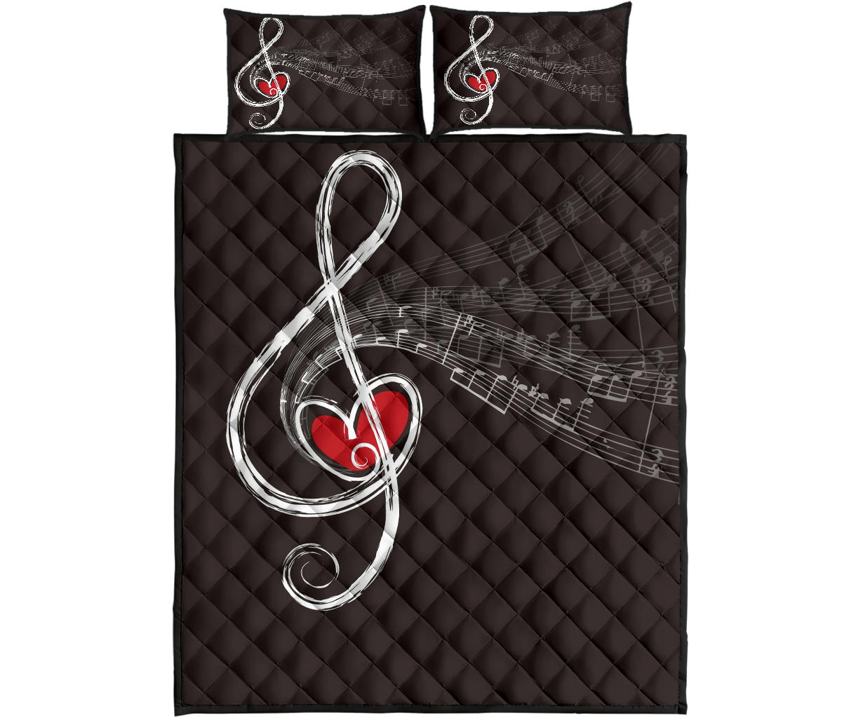 Music Notes Art Quilt Bed Set
