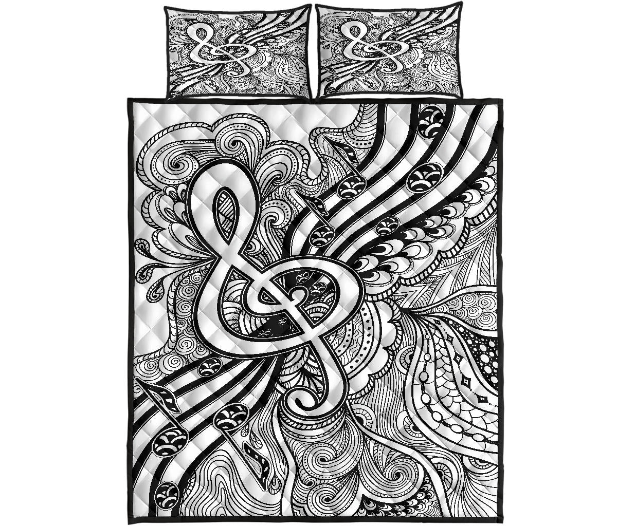 Treble Clef Style Quilt Bed Set